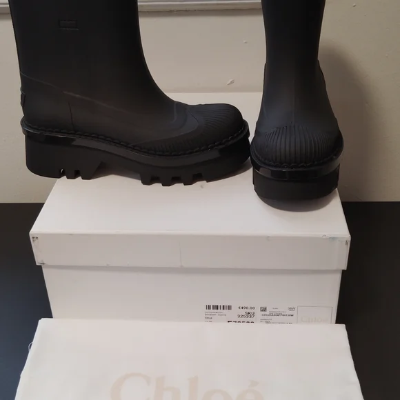 Chloe Raina Black Rain Boots